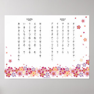 Sakura Blossoms Hiragana Katakana Japanese Student Poster