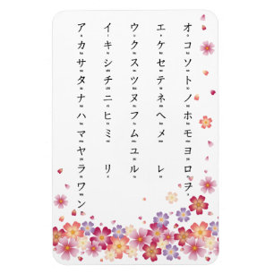 Sakura Blossoms Katakana with Romaji Japanese Magnet
