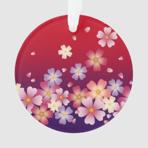 Sakura Blossoms Red & Purple Personalised Keepsake Ornament