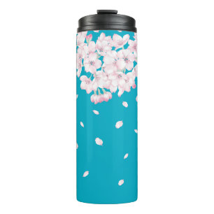 Sakura Blue Cherry Flor Thermal Bottle