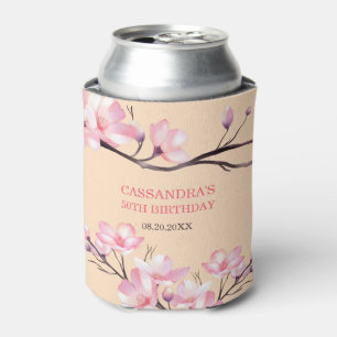 Sakura Blush Pink Cherry Blossom Peach Birthday Can Cooler