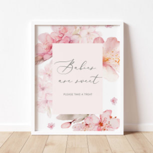Sakura blush pink floral Babies are sweet Poster