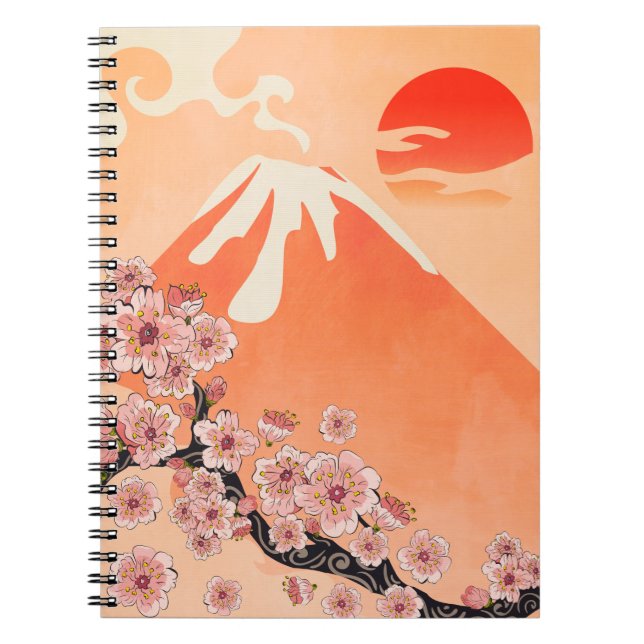 Sakura branch and volcano notebook (Front)