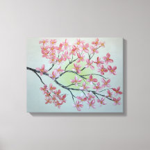 Sakura branch. Oil painting
