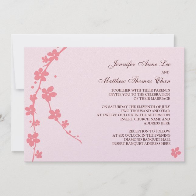 Sakura Branch Silhouette Invitation (Front)