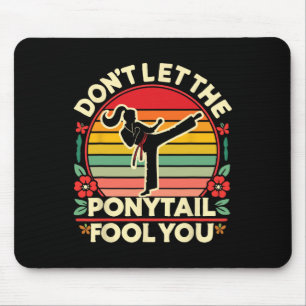 Sakura Butterfly Karate Girl Don't Let The Ponytai Mouse Pad