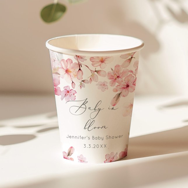 Sakura cherry blossom blush pink baby shower paper cups (Creator Uploaded)