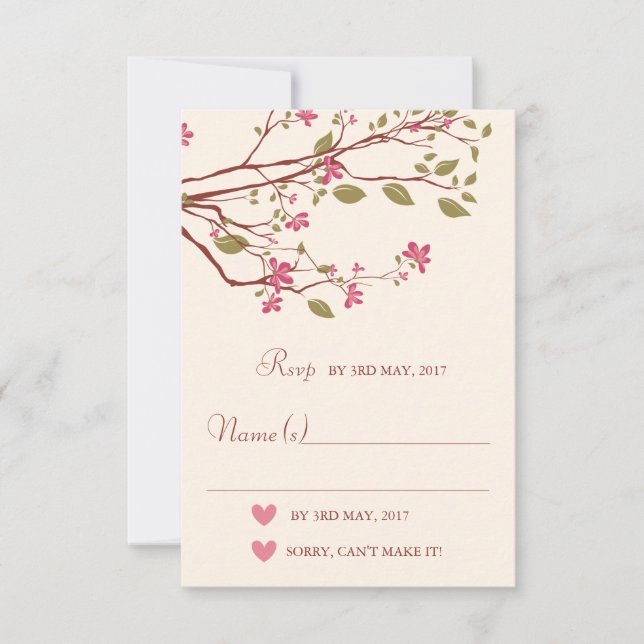 Sakura/Cherry Blossom Branch Wedding RSVP (Front)