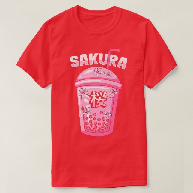 Sakura Cherry Blossom Bubble Tea for Japanese Cult T-Shirt (Design Front)