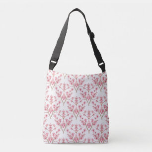 Sakura Cherry Blossom Damask Watercolor Crossbody Bag