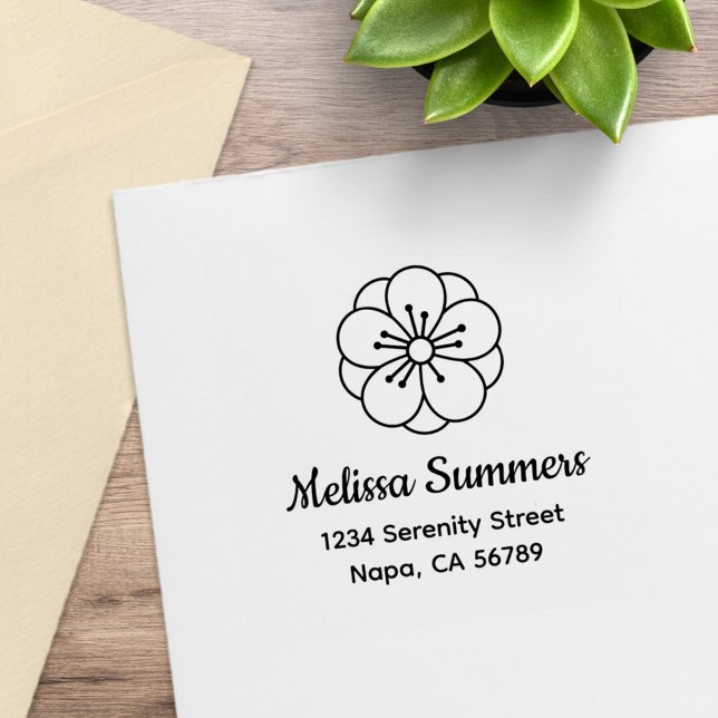 Sakura Cherry Blossom Flower Address Rubber Stamp (Creator Uploaded)