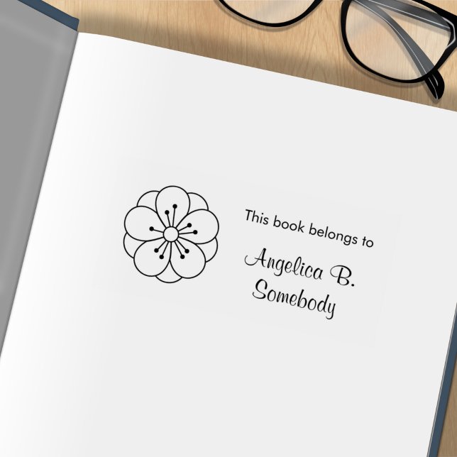 Sakura Cherry Blossom Flower Bookplate Rubber Stamp (Creator Uploaded)