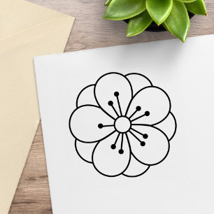 Sakura Cherry Blossom Flower Colour Me Rubber Stamp