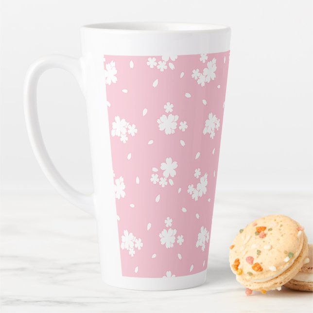 Sakura Cherry Blossom Flower Pattern Latte Mug (In Situ)