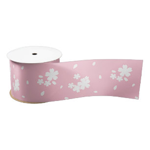 Sakura Cherry Blossom Flower Pattern Satin Ribbon