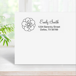 Sakura Cherry Blossom Flower Return Address Rubber Stamp