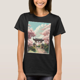 Sakura Cherry Blossom Garden Japanese Gateway Shri T-Shirt