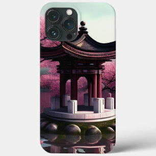 Sakura Cherry Blossom Garden Shrine Pond Japanese iPhone 13 Pro Max Case