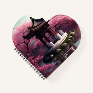 Sakura Cherry Blossom Garden Shrine Pond Japanese Notebook
