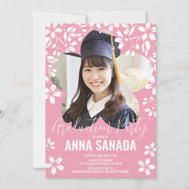 SAKURA cherry blossom Graduation party Invitation (Front)