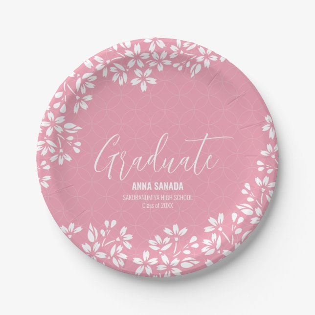 SAKURA cherry blossom Graduation party Paper Plate (Front)