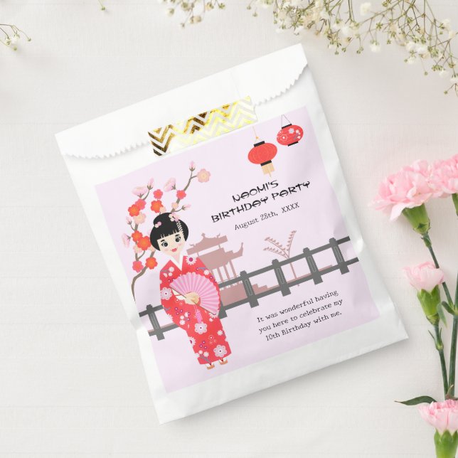 Sakura Cherry Blossom Japanese Girl Birthday Party Favour Bag (Sealed)