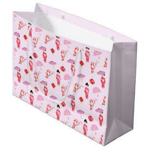 Sakura Cherry Blossom Japanese Girl Birthday Party Large Gift Bag