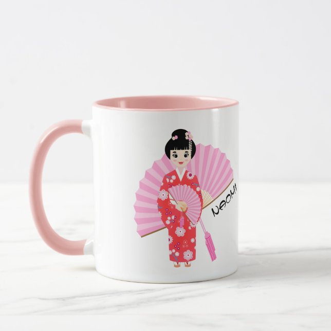 Sakura Cherry Blossom Japanese Girl Birthday Party Mug (Left)