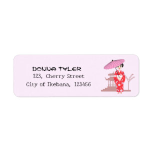 Sakura Cherry Blossom Japanese Girl Birthday Party Return Address Label
