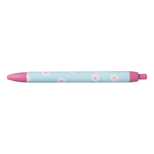 Sakura Cherry Blossom Japanese Spring Floral Black Ink Pen (Front)