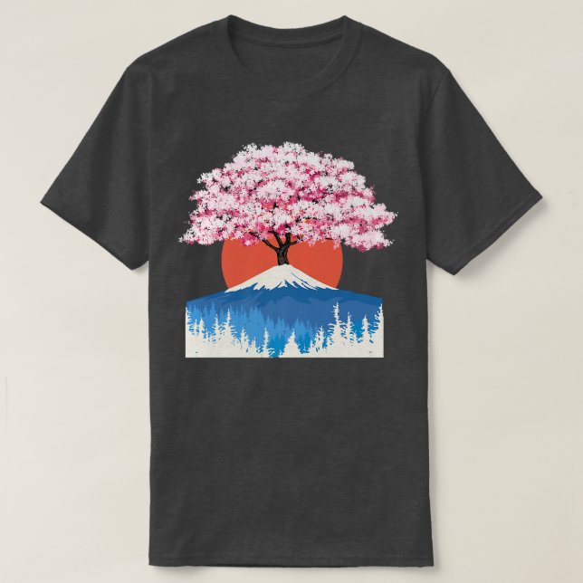 SAKURA CHERRY BLOSSOM ON MOUNT FUJI OF JAPAN  T-Shirt (Design Front)