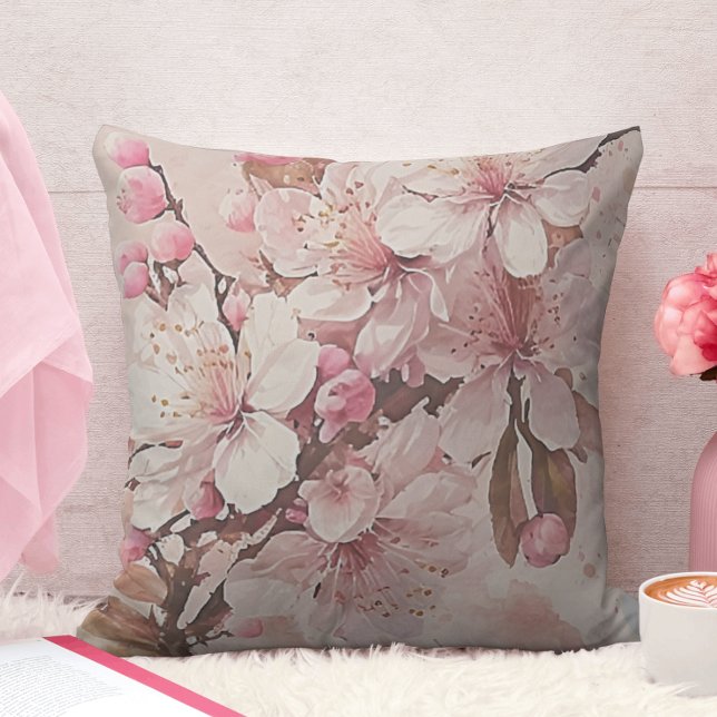 Sakura Cherry Blossom Pink and White Cushion (Creator Uploaded)