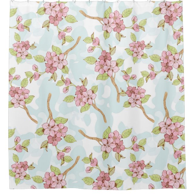 Sakura/Cherry Blossom Shower Curtain (Front)