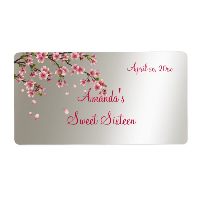 Sakura, Cherry Blossom Sweet Sixteen Label (Front)
