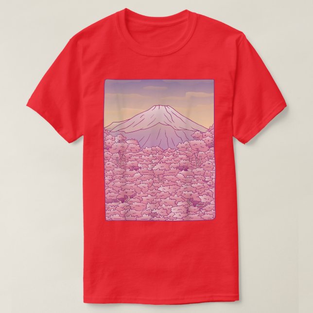 Sakura Cherry Blossom Tree Japan Fuji Japanese Gra T-Shirt (Design Front)