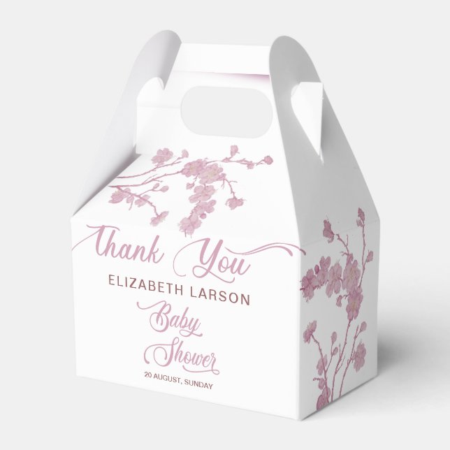 Sakura Cherry Blossoms Baby Shower White Favour Box (Front Side)