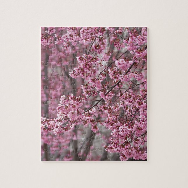 Sakura Cherry Blossoms Flowing Pink Jigsaw Puzzle (Vertical)