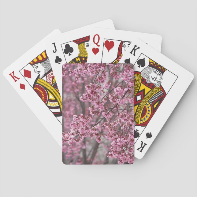 Sakura Cherry Blossoms Flowing Pink Playing Cards (Back)