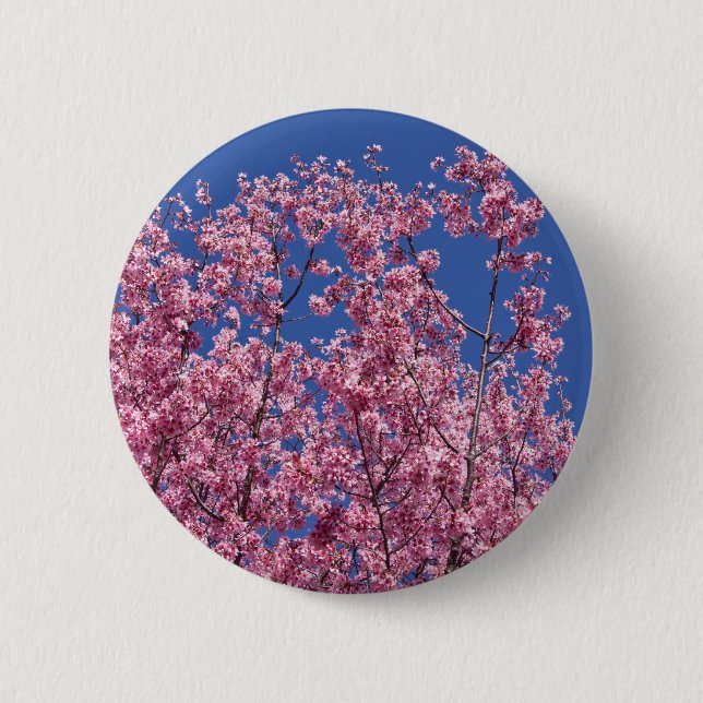 Sakura Cherry Blossoms Into The Blue 6 Cm Round Badge (Front)