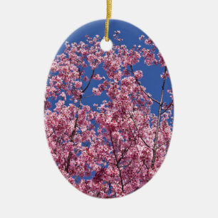 Sakura Cherry Blossoms Into The Blue Ceramic Ornament