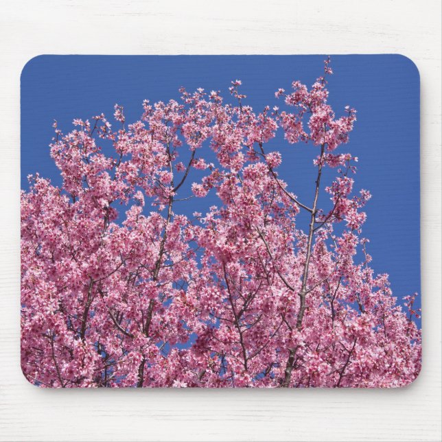 Sakura Cherry Blossoms Into The Blue Mouse Pad (Front)