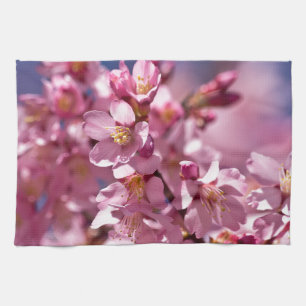 Sakura Cherry Blossoms Kissed by Sunlight Tea Towel