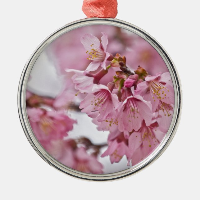Sakura Cherry Blossoms Pale Pink Metal Tree Decoration (Front)