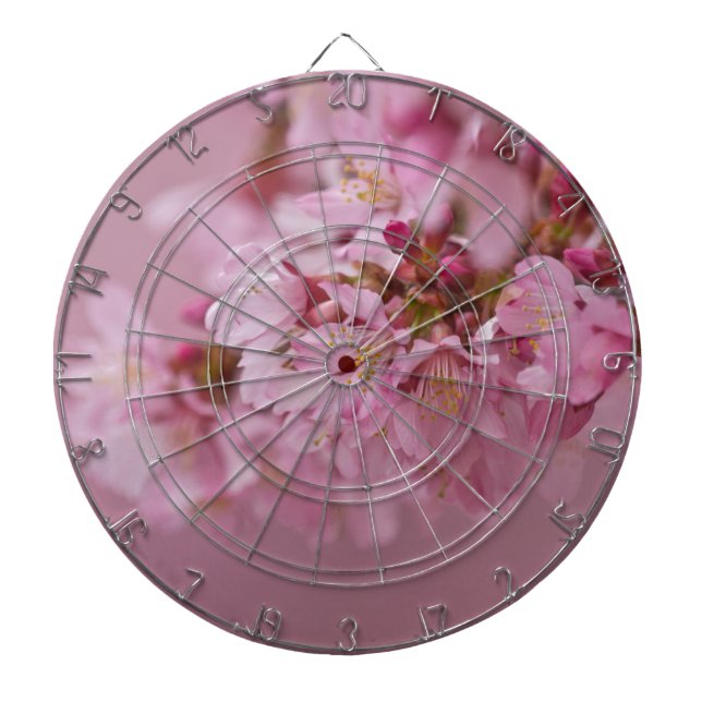 Sakura Cherry Blossoms Pale Pink Reflections Dartboard (Front)