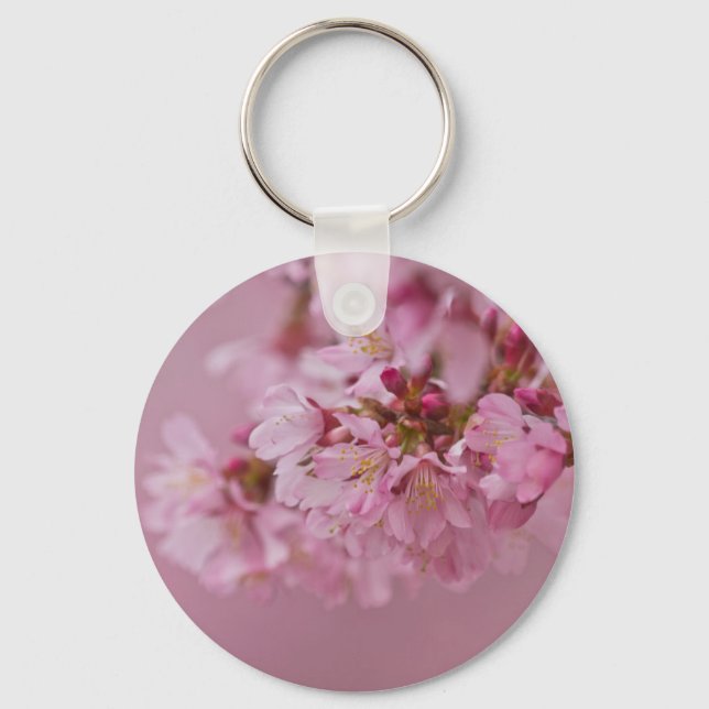 Sakura Cherry Blossoms Pale Pink Reflections Key Ring (Front)