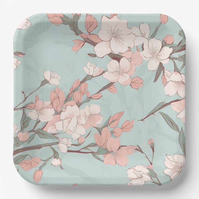 Sakura Cherry Blossoms Paper Plate (Front)