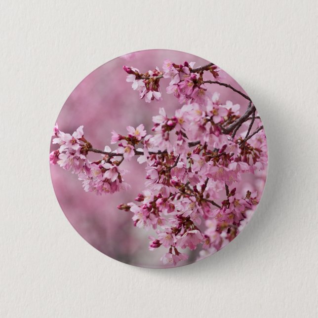 Sakura Cherry Blossoms Pastel Pink Layers 6 Cm Round Badge (Front)