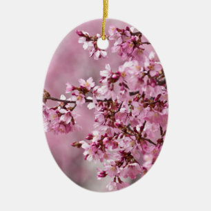 Sakura Cherry Blossoms Pastel Pink Layers Ceramic Tree Decoration