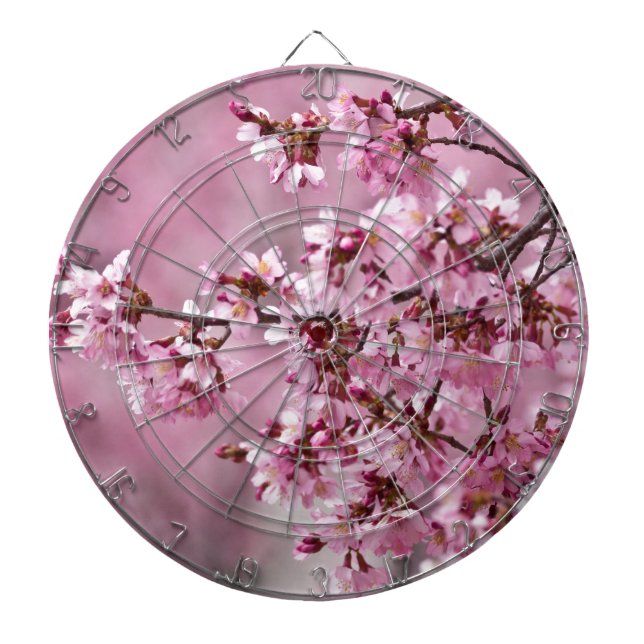 Sakura Cherry Blossoms Pastel Pink Layers Dartboard (Front)