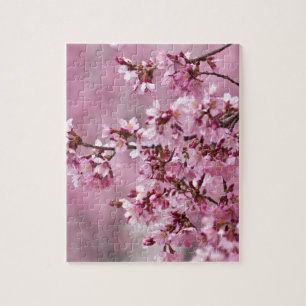 Sakura Cherry Blossoms Pastel Pink Layers Jigsaw Puzzle